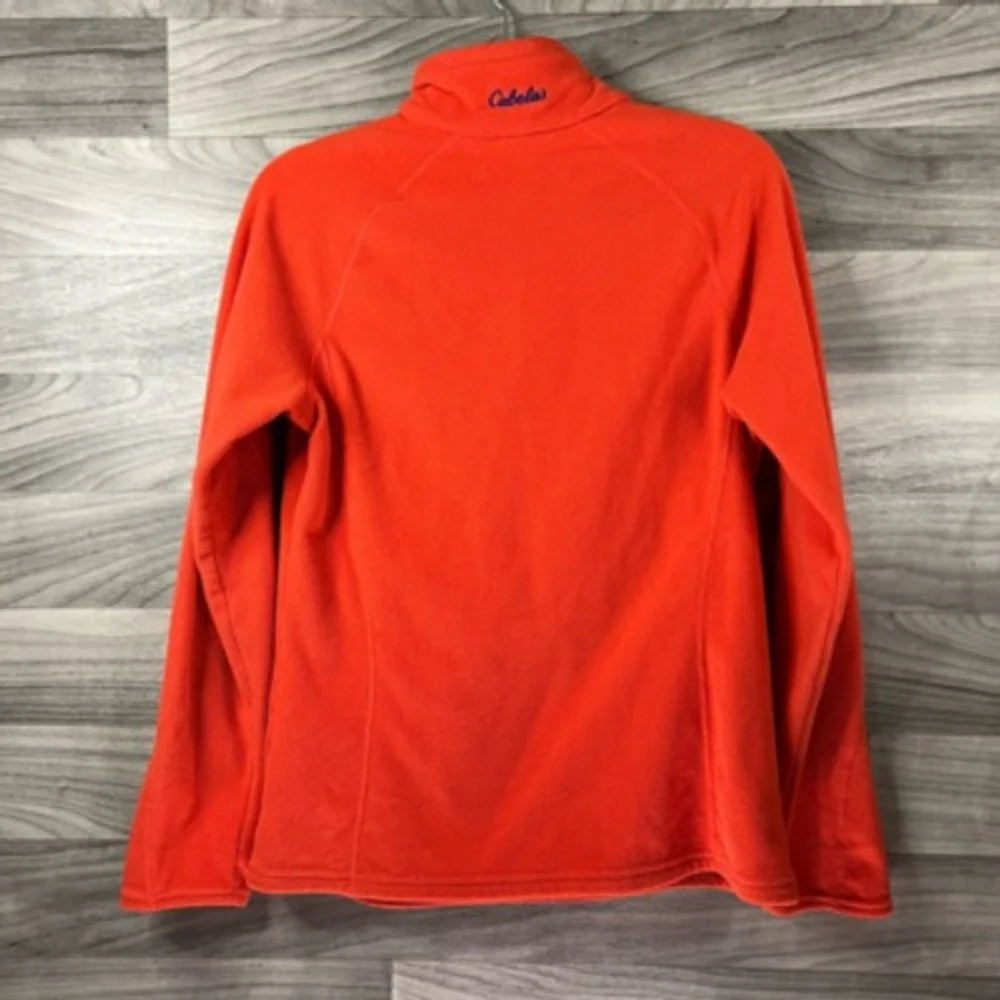 Cabelas Womens Fleece Jacket Solid Pink 1/4 Zip Mock Neck Pullover Long Sleeve S